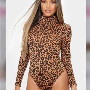NEW! Leopard Roll Neck Bodysuit